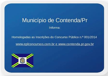 Homologadas as Inscrições do Concurso Público n.º 001/2014