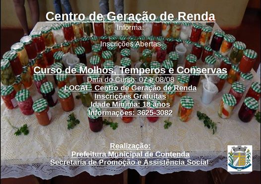 Curso de Molhos, Temperos e Conservas - Inscrições Abertas