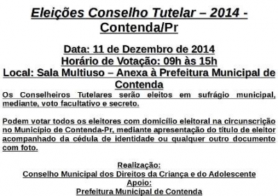Eleições Conselho Tutelar – 2014 - Contenda/Pr