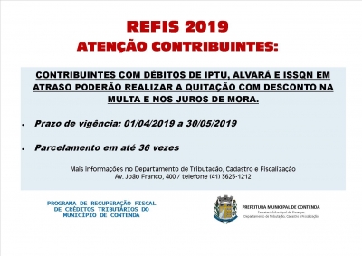 PRAZO PARA ADESÃO AO REFIS 2019 VAI ATÉ 30/05