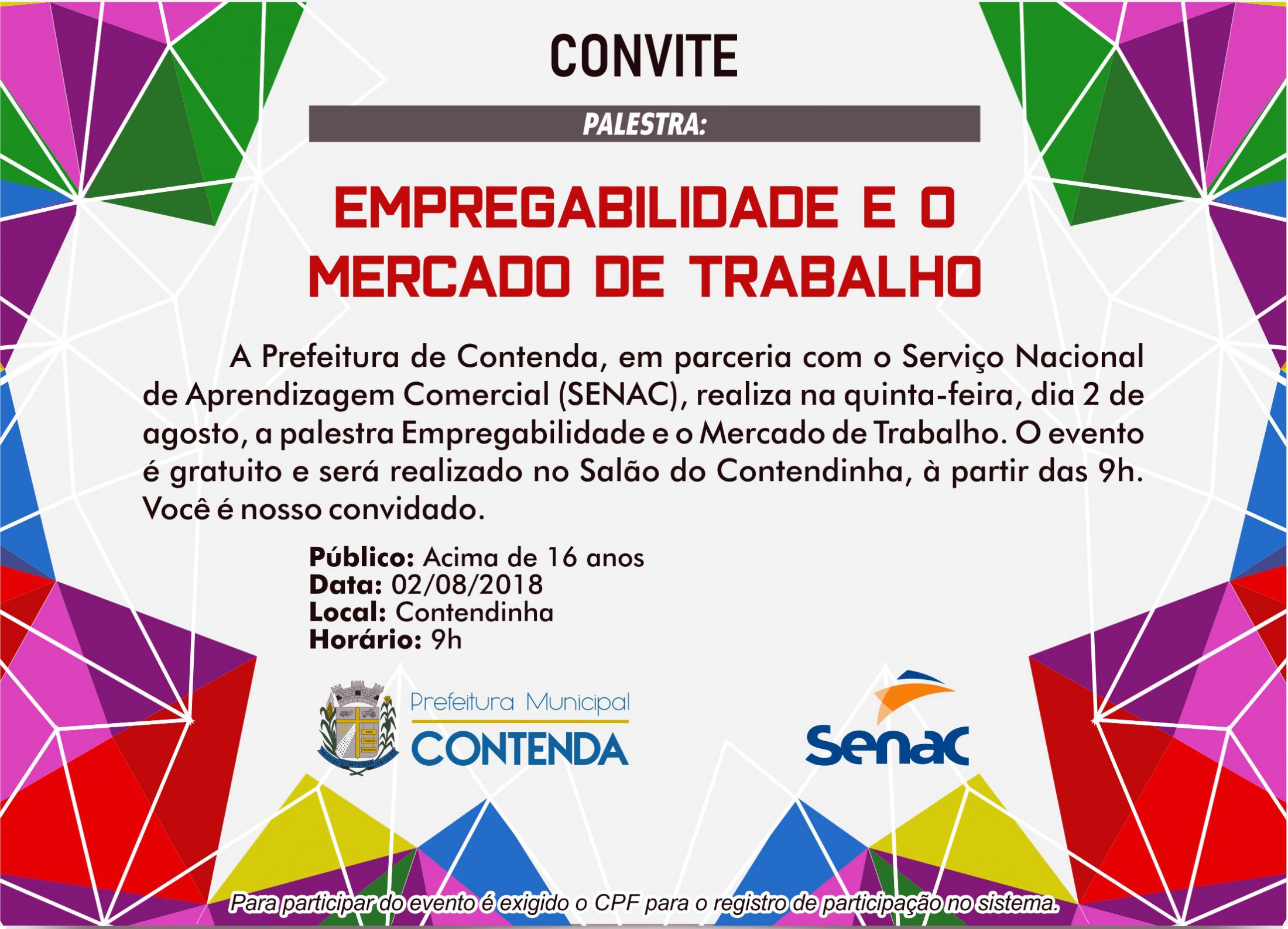 Palestra sobre empregabilidade  acontecerá no dia 2, em Contenda