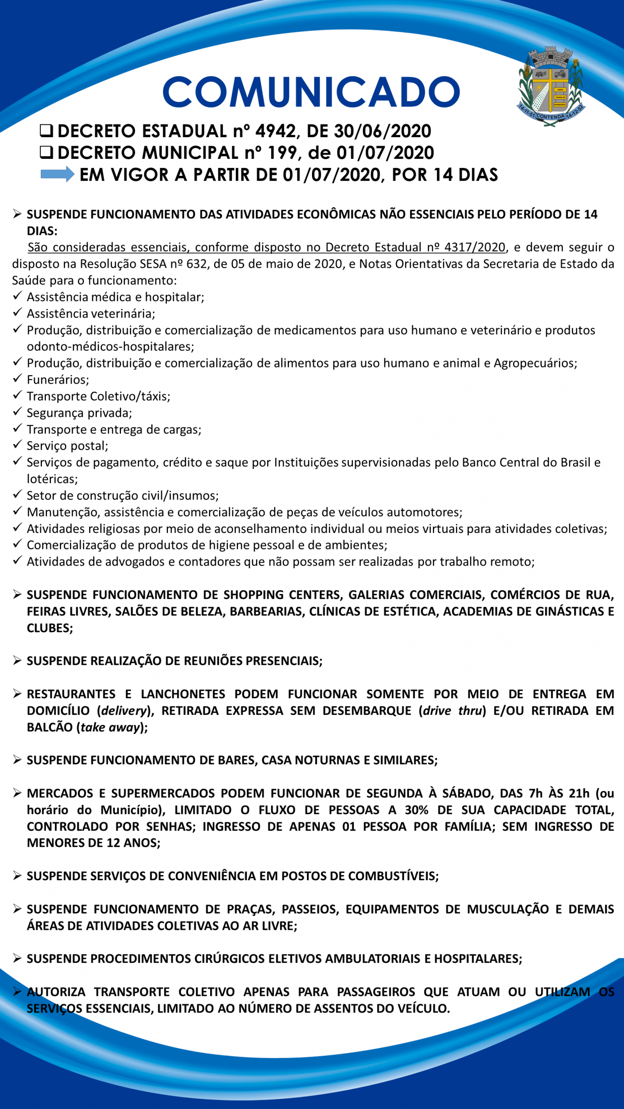 Estado edita novo Decreto com medidas restritivas para o enfrentamento da covid19