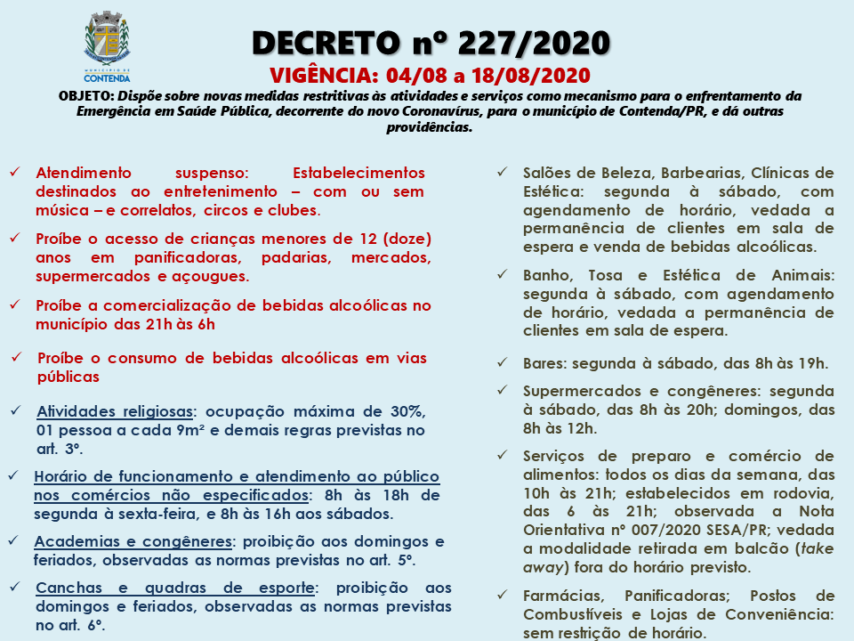 Editado novo decreto com medidas restritivas às atividades e serviços como mecanismo para o enfrentamento da Emergência 