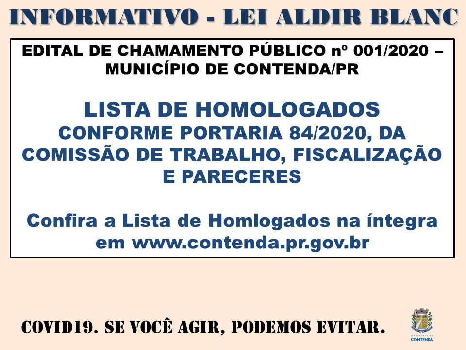 RESULTADO DA HOMOLGAÇÃO DA ADESÃO AU AUXÍLIO DA LEI ALDIR BLANC
