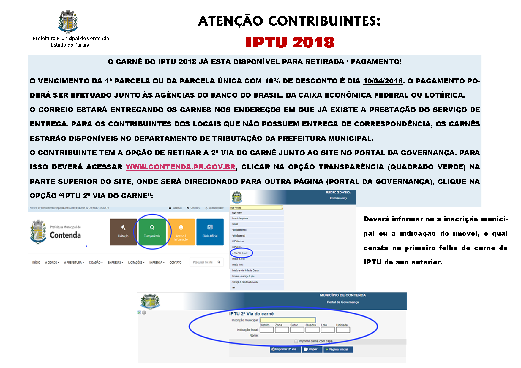 CARNÊS DO IPTU 2018 ESTÃO DISPONÍVEIS PARA RETIRADA