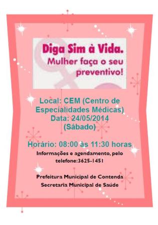 Secretaria de Saúde Informa: Coleta do Exame Preventivo