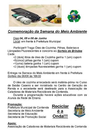Reciclar é a Onda - Comemoração da Semana do Meio Ambiente - Participe e Concorra