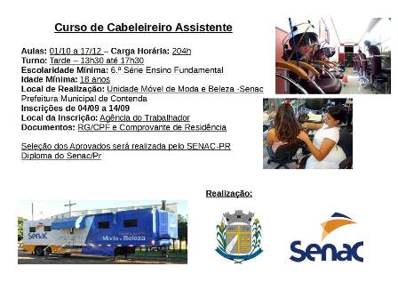 Curso de Cabeleireiro Assistente - Senac - Inscrições Abertas