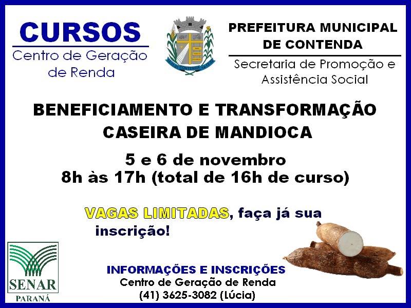 Curso de beneficiamento e transformação caseira de mandioca