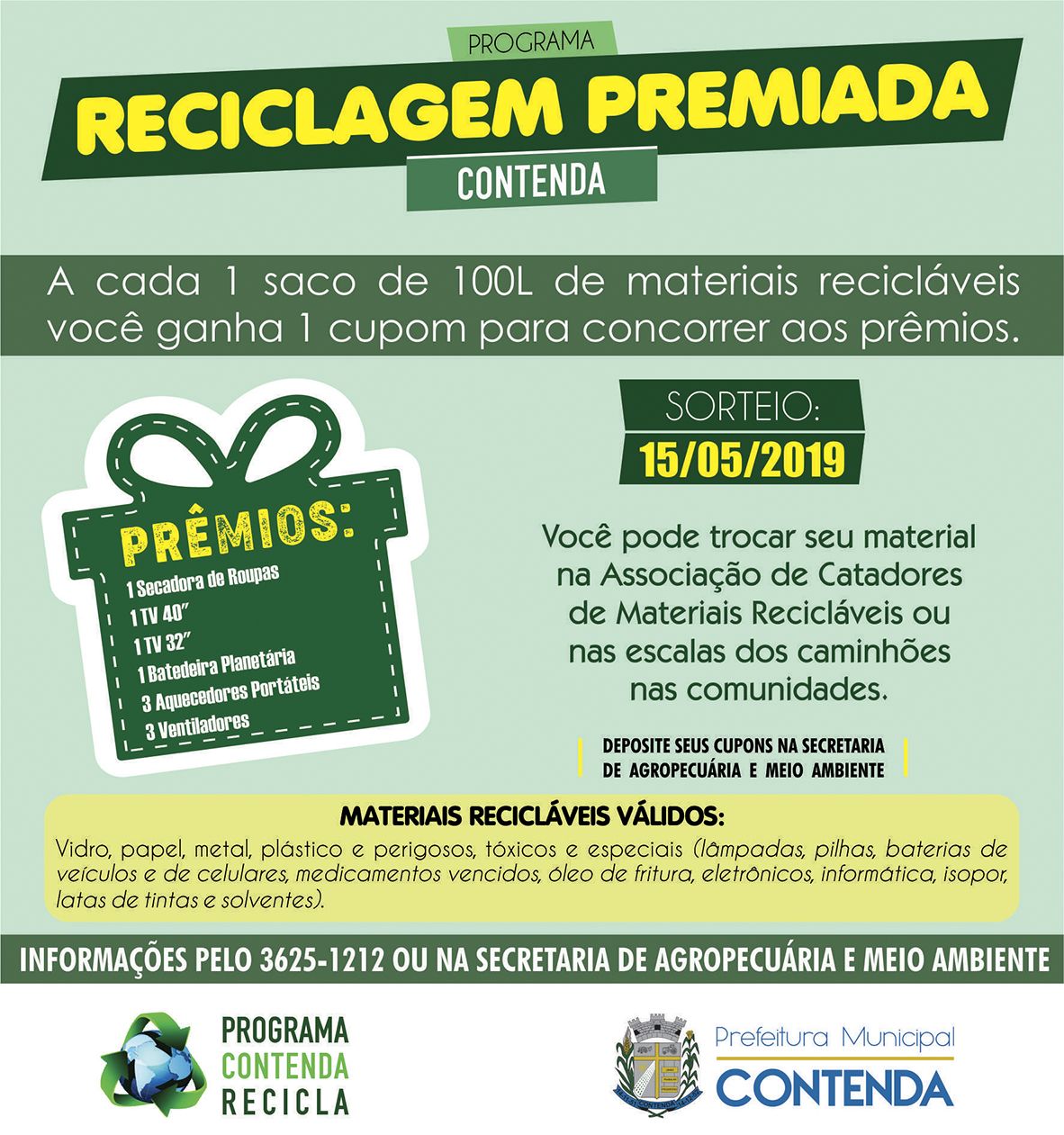 Contenda lança Reciclagem Premiada