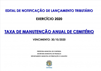 TAXA DE MANUTENÇÃO ANUAL DE CEMITÉRIO 2020