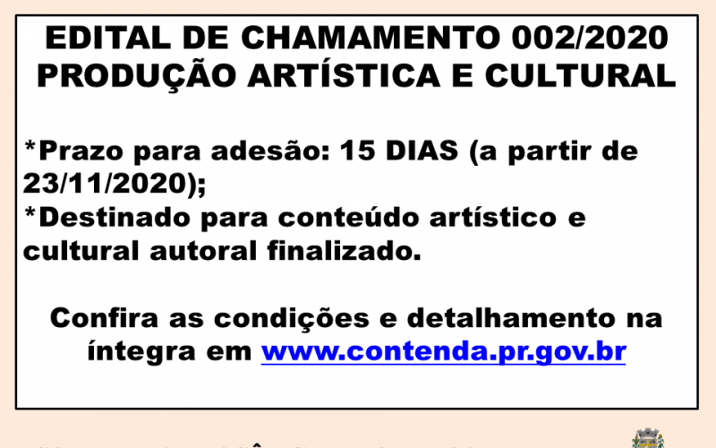 EDITAL DE CHAMAMENTO PÚBLICO 002/2020 - PRODUÇÃO ARTÍSTICA E CULTURAL - LAI ALDIR BLANC