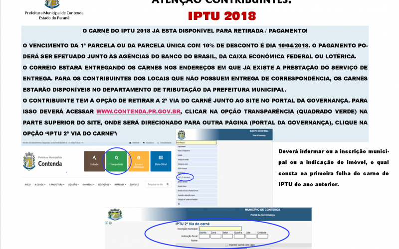 CARNÊS DO IPTU 2018 ESTÃO DISPONÍVEIS PARA RETIRADA