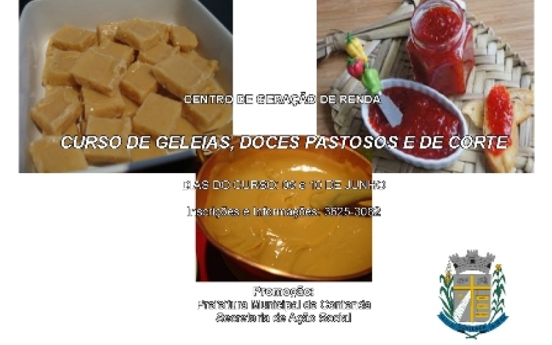 Inscrições Abertas para o Curso de Geleia, Doces Pastosos e de Corte