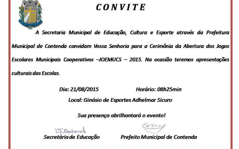 Abertura dos Jogos Escolares Municipais Cooperativos - JOEMUCS 2015