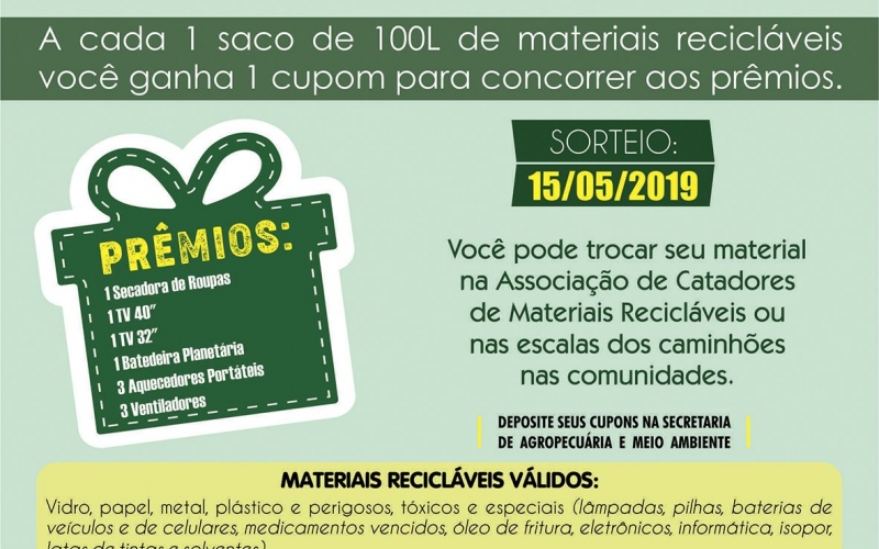 Contenda lança Reciclagem Premiada